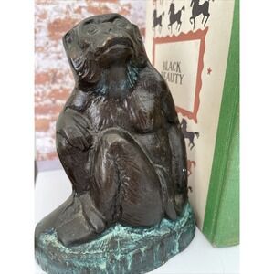 Vintage Monkey Bookends Doorstops Home Decor Man Cave Bronze Tone Metal Chalk